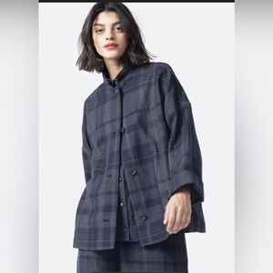 OSKA light jacket blazer Plaid size 2 fits 8/10 oversized wool/linen New